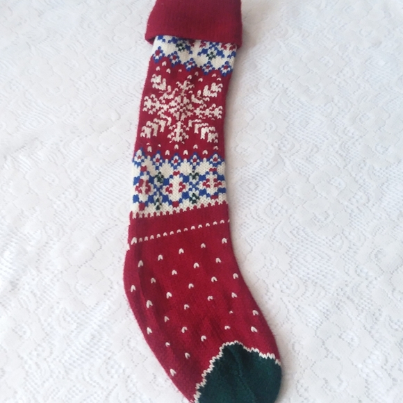 Knit Christmas Stocking Burgundy Dark Green - Picture 5 of 7